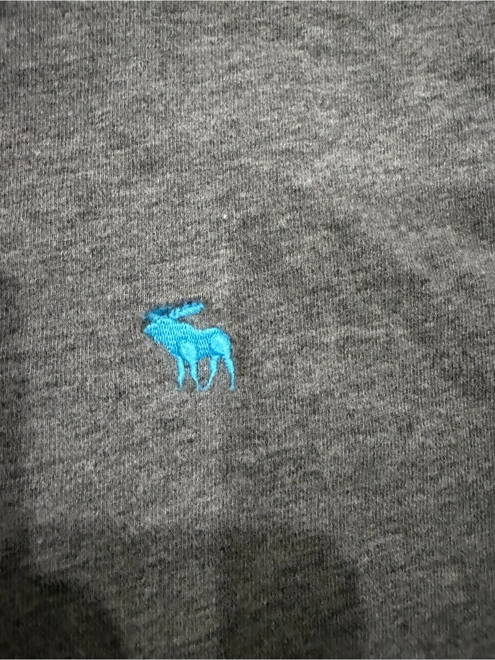 Abercrombie & Fitch Men's Long-Sleeve Crew in Charcoal with Teal Logo